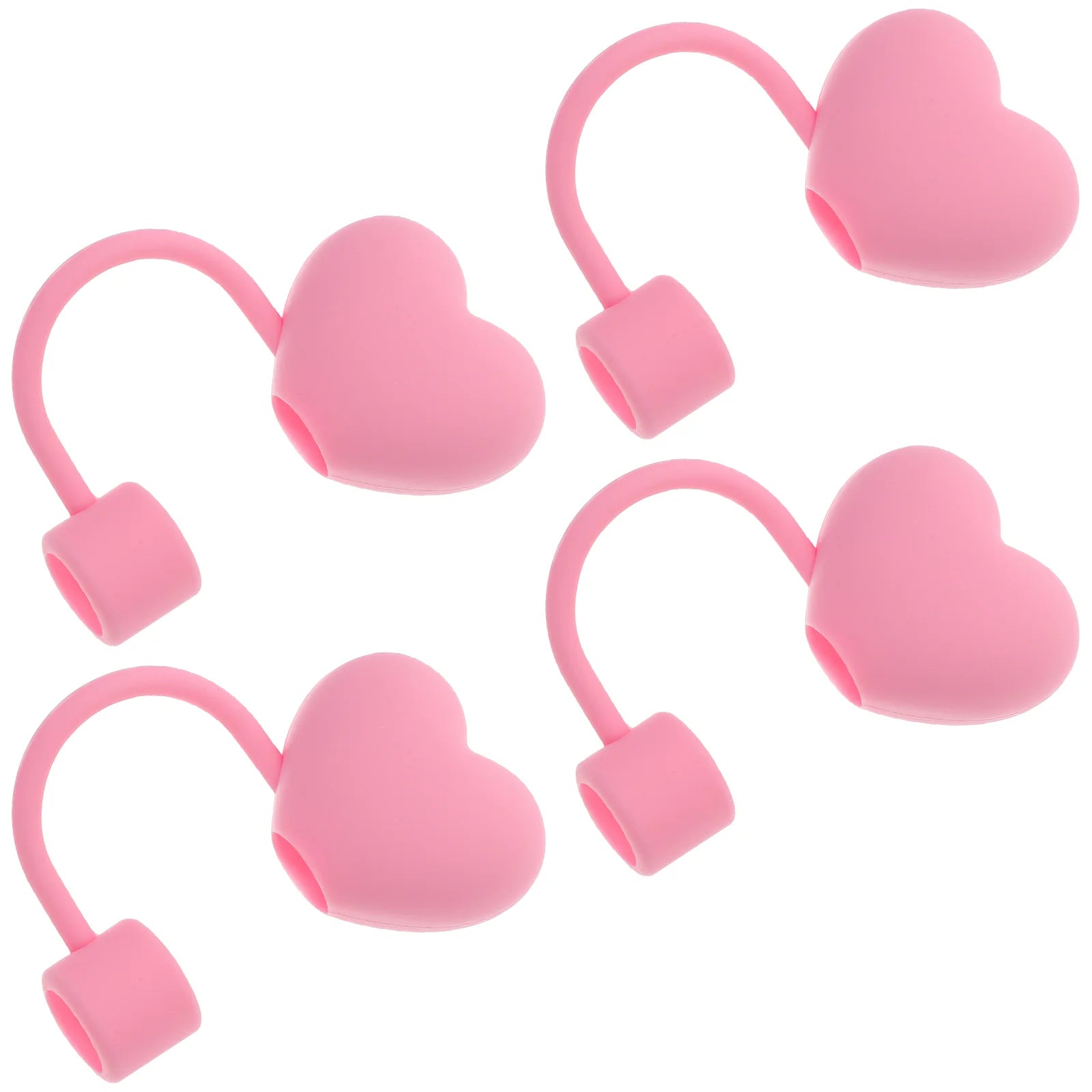 4 Pcs Straw Simulation Stopper Small Heart Shaped Tip Covers Fruit Caps Novelty Tips Pink Toppers for Tumblers