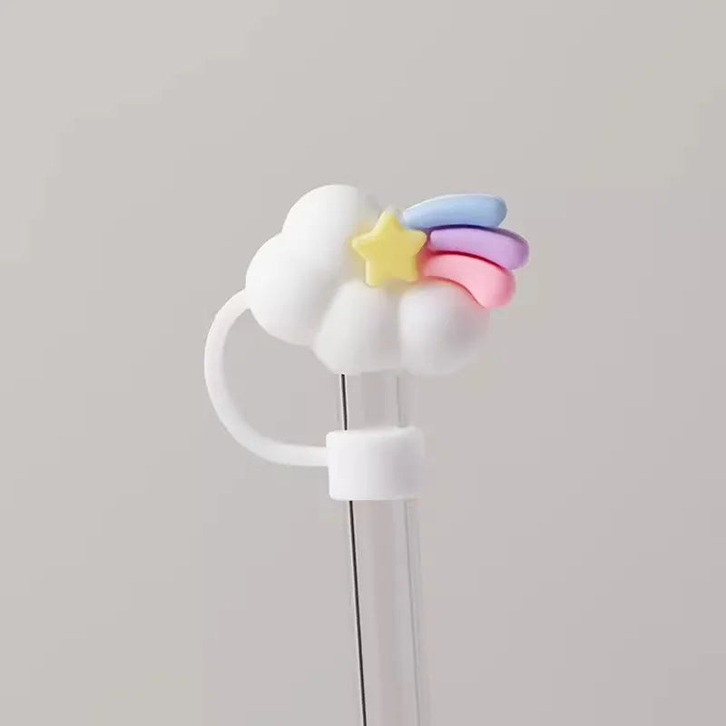 Cute Strawberry Straw Cover Caps For Stanley Cup 40 oz Tumbler Accessories Kawaii Silicone Straw Toppers Cap For 10mm Straws