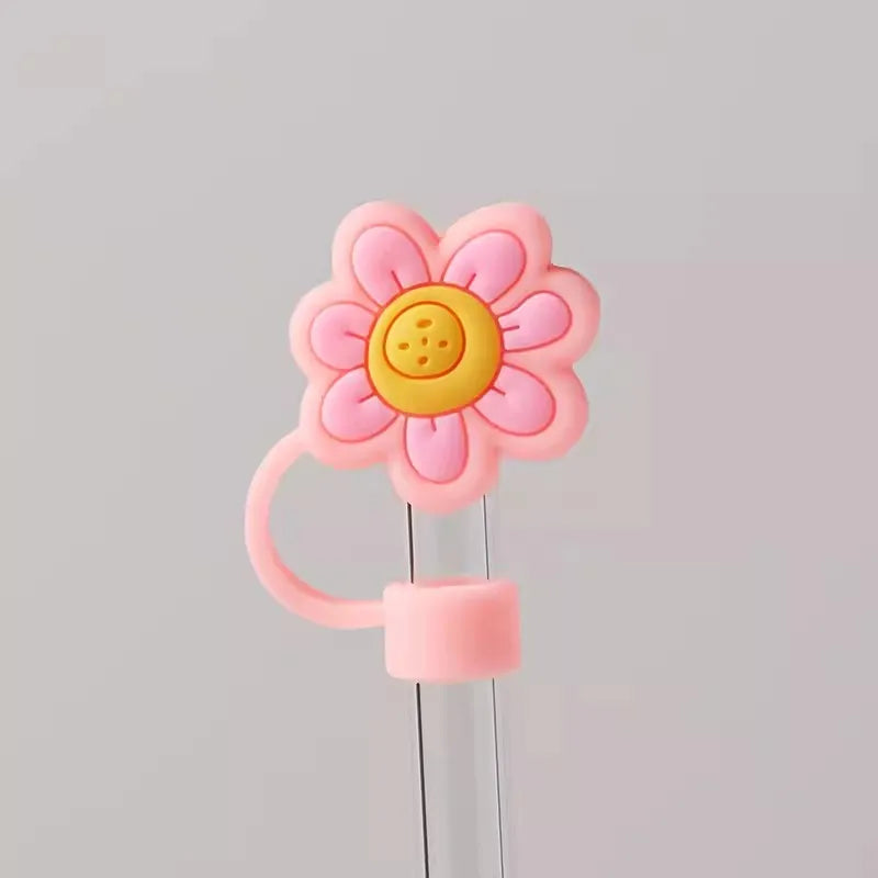 Cute Strawberry Straw Cover Caps For Stanley Cup 40 oz Tumbler Accessories Kawaii Silicone Straw Toppers Cap For 10mm Straws