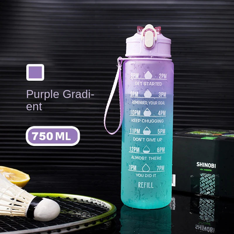 750/1000ML Large Capacity Sports Water Bottle Leak Proof Colorful Plastic Cup Drinking Outdoor Travel Portable Gym Fitness Jugs