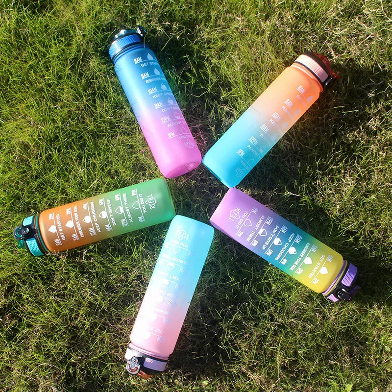 750/1000ML Large Capacity Sports Water Bottle Leak Proof Colorful Plastic Cup Drinking Outdoor Travel Portable Gym Fitness Jugs