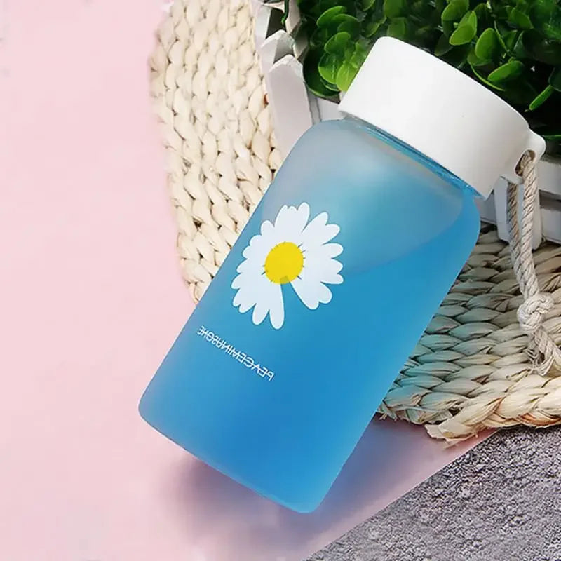 500ml Frosted Water Bottle BPA-Free - Floral Travel Tea Cup with Leakproof Lid & Adjustable Rope for Gym/Hiking/Daily