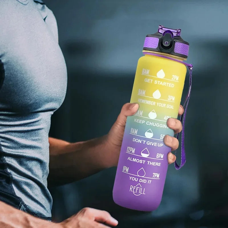 750/1000ML Large Capacity Sports Water Bottle Leak Proof Colorful Plastic Cup Drinking Outdoor Travel Portable Gym Fitness Jugs