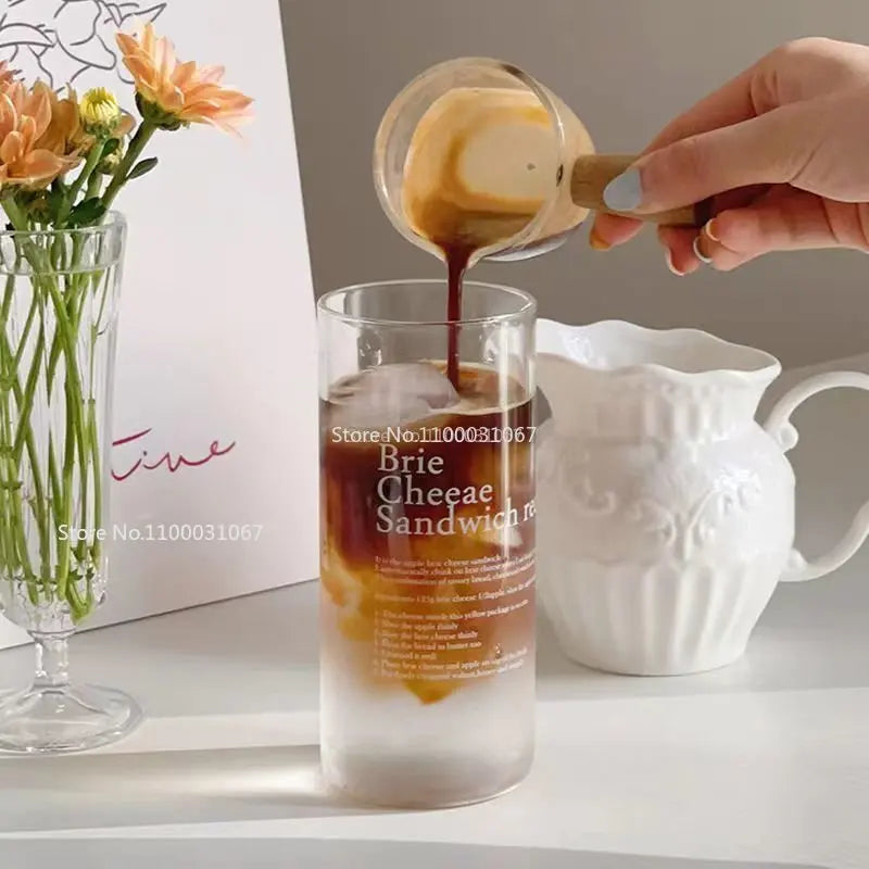 Glass Tumbler Korean Style English Letter Glass Mug Heat Resistant Glass Clear Waterbottle Tea Cup Coffee Mug Kitchen Accessorie