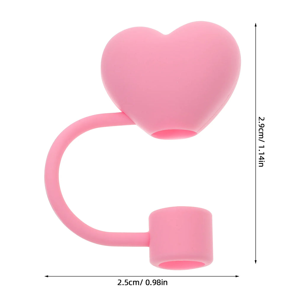 4 Pcs Straw Simulation Stopper Small Heart Shaped Tip Covers Fruit Caps Novelty Tips Pink Toppers for Tumblers
