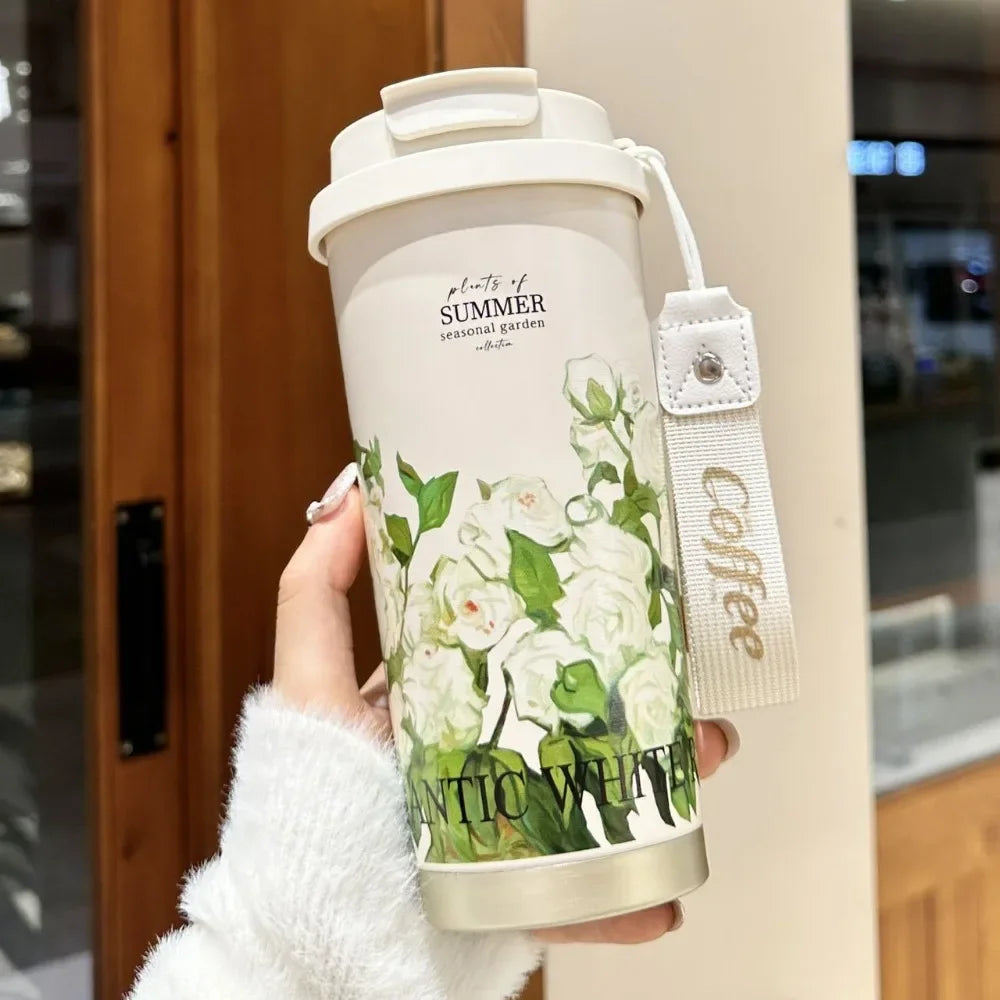 500ml Stainless Steel Double Wall Vacuum Insulated Travel Mug with Handle/Portable Thermal Cup, Coffee Tumbler Termos Cup