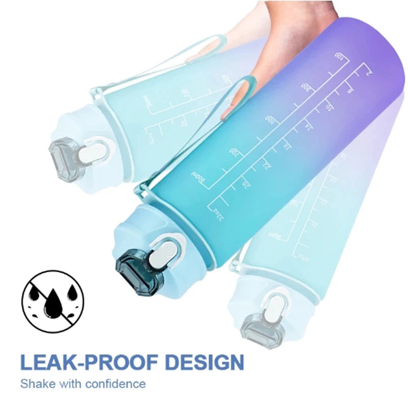 750/1000ML Large Capacity Sports Water Bottle Leak Proof Colorful Plastic Cup Drinking Outdoor Travel Portable Gym Fitness Jugs