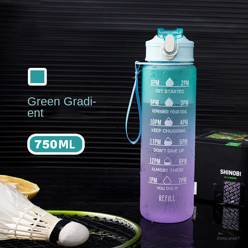 750/1000ML Large Capacity Sports Water Bottle Leak Proof Colorful Plastic Cup Drinking Outdoor Travel Portable Gym Fitness Jugs