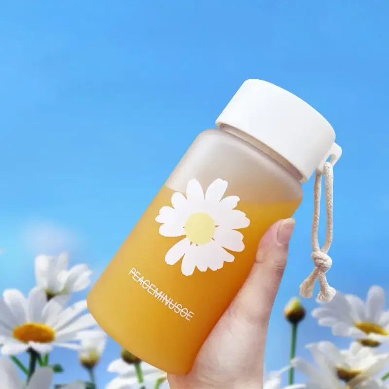 500ml Frosted Water Bottle BPA-Free - Floral Travel Tea Cup with Leakproof Lid & Adjustable Rope for Gym/Hiking/Daily