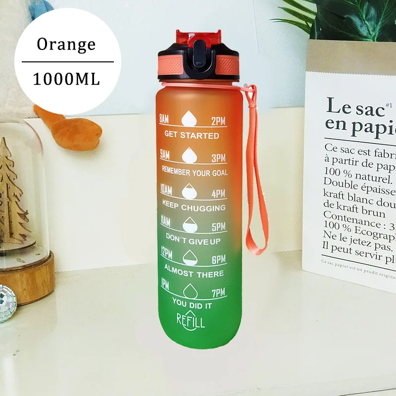 750/1000ML Large Capacity Sports Water Bottle Leak Proof Colorful Plastic Cup Drinking Outdoor Travel Portable Gym Fitness Jugs