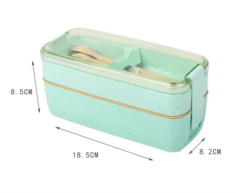 Kitchen 750ml Microwave Lunch Box Wheat Straw Dinnerware Food Storage Container Children Kids School Office Portable Bento Box