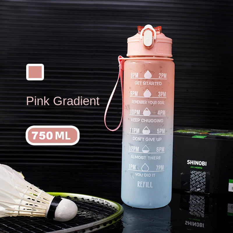 750/1000ML Large Capacity Sports Water Bottle Leak Proof Colorful Plastic Cup Drinking Outdoor Travel Portable Gym Fitness Jugs