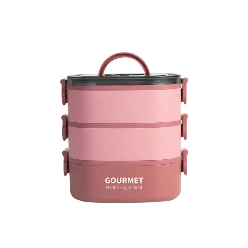 2000ML Lunch Box Portable 3 Layer Children Student Bento Box Leakproof Microwavable Food Container School Travel Office Picnic