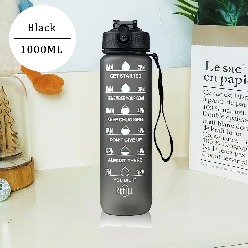 750/1000ML Large Capacity Sports Water Bottle Leak Proof Colorful Plastic Cup Drinking Outdoor Travel Portable Gym Fitness Jugs