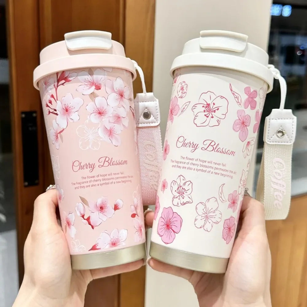 500ml Stainless Steel Double Wall Vacuum Insulated Travel Mug with Handle/Portable Thermal Cup, Coffee Tumbler Termos Cup