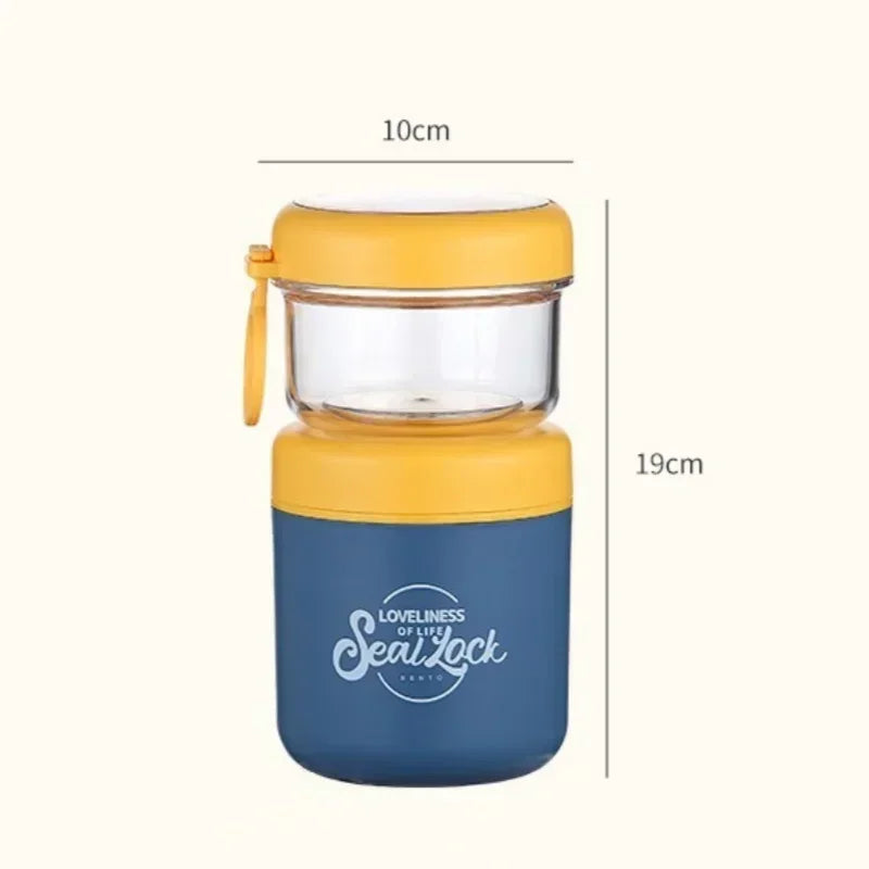 Portable Stainless Steel Soup Cup Breakfast Oat Milk Fruit Salad Sealed Bowl with Lid Spoon Insulated Soup Thermos Container