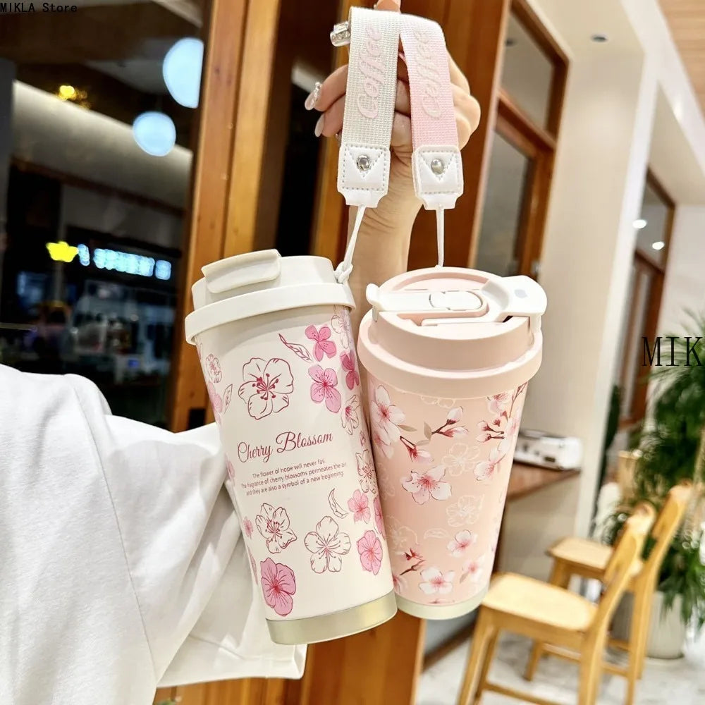 500ml Stainless Steel Double Wall Vacuum Insulated Travel Mug with Handle/Portable Thermal Cup, Coffee Tumbler Termos Cup