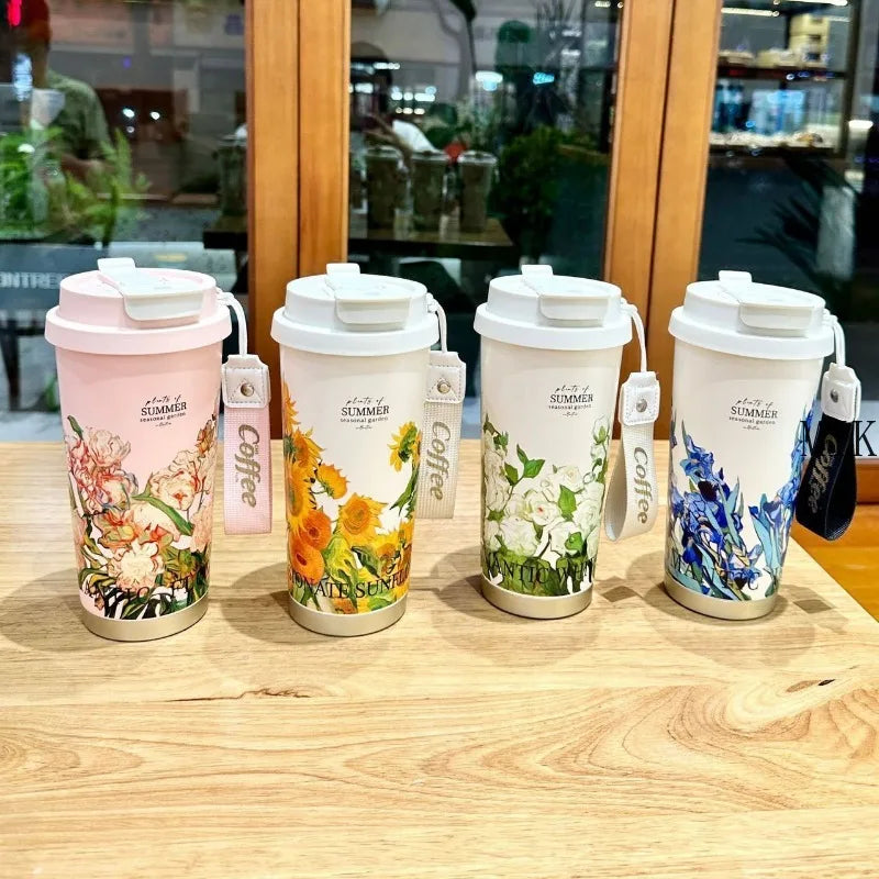 500ml Stainless Steel Double Wall Vacuum Insulated Travel Mug with Handle/Portable Thermal Cup, Coffee Tumbler Termos Cup