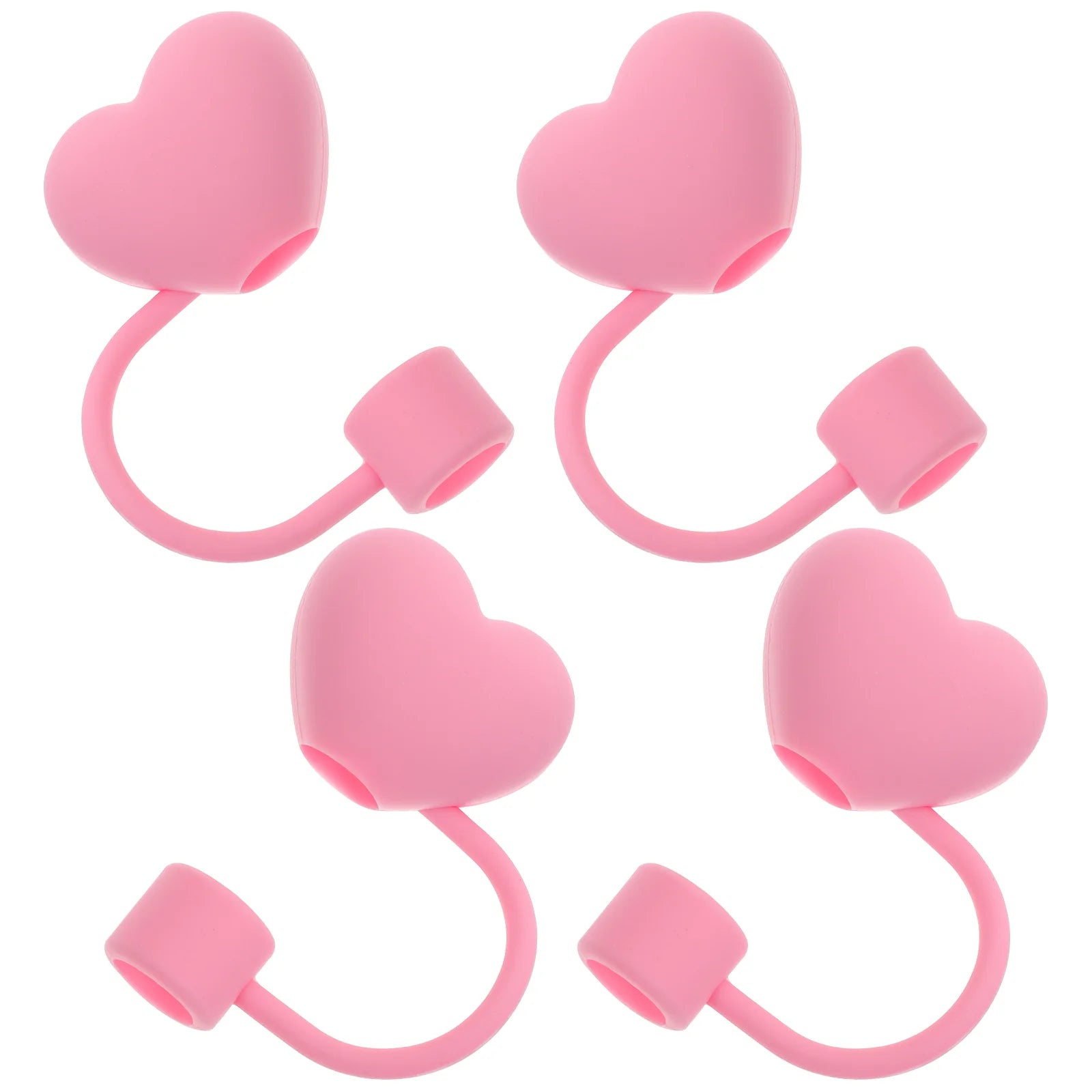 4 Pcs Straw Simulation Stopper Small Heart Shaped Tip Covers Fruit Caps Novelty Tips Pink Toppers for Tumblers