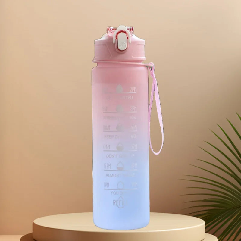 Gradient Color Water Cup, Simple Rope Lifting Space Cup, Student Scale Straw Cup, Sports Water Bottle, High Aesthetic Value