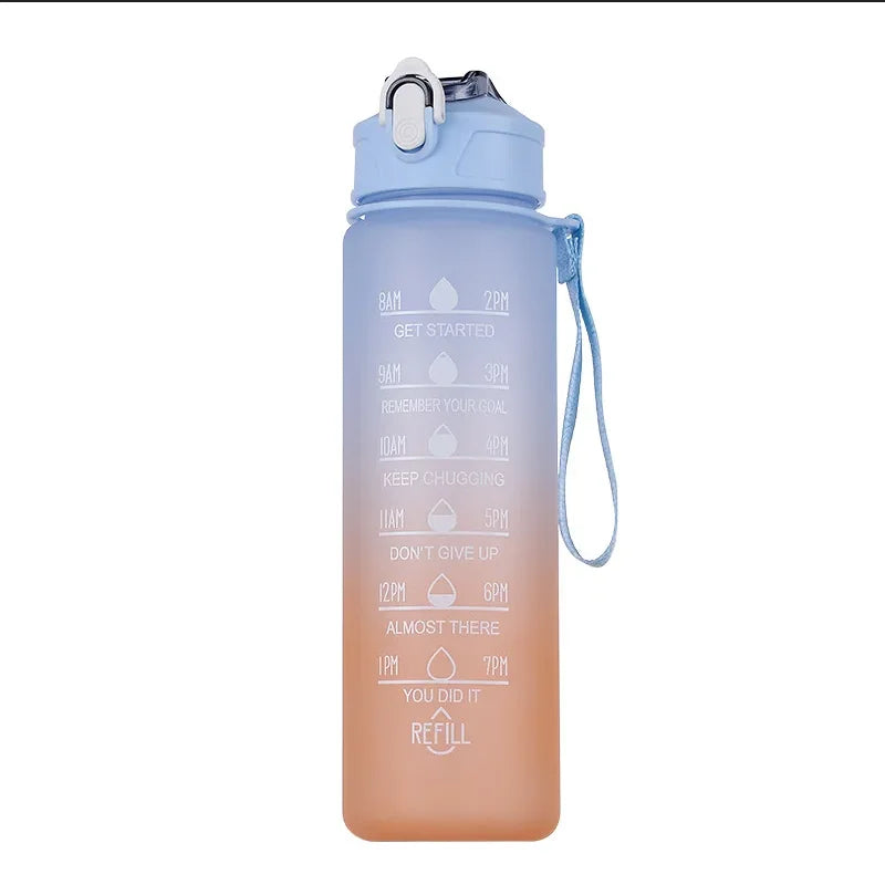 Gradient Color Water Cup, Simple Rope Lifting Space Cup, Student Scale Straw Cup, Sports Water Bottle, High Aesthetic Value