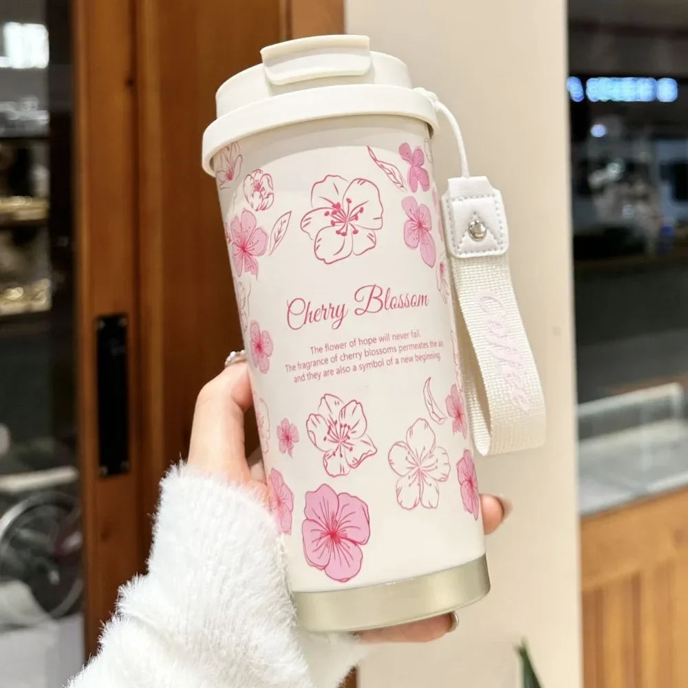 500ml Stainless Steel Double Wall Vacuum Insulated Travel Mug with Handle/Portable Thermal Cup, Coffee Tumbler Termos Cup