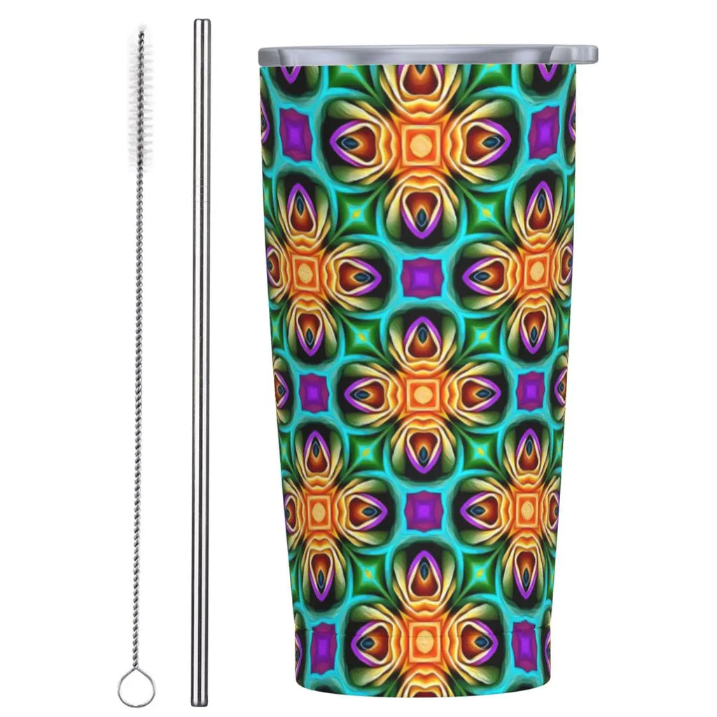 Stainless Steel Tumbler Pretty Rose Mugs Cup With Straws Watercolor Floral Driving Cold Drink Water Bottle Keep Heat Coffee Mug